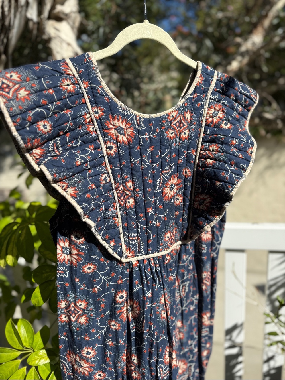 SEA New York quilted fall cottagecore boho Floral Maxi Dress pockets Ruffle - Picture 3 of 16